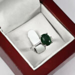 انگشتر زمرد الماس تراش نقره زنانه طرح ایپک - Image 3