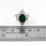 انگشتر زمرد الماس تراش نقره زنانه طرح آبرنگ - Image 2