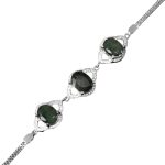 دستبند زمرد الماس تراش نقره زنانه طرح ایثار