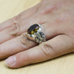 انگشتر الکساندریت الماس تراش نقره مردانه دست ساز طرح الیاس - Image 3