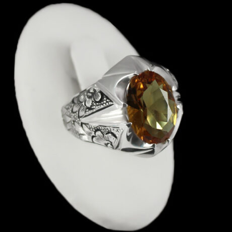 انگشتر الکساندریت الماس تراش نقره مردانه دست ساز طرح الیاس