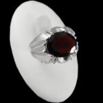 انگشتر گارنت الماس تراش نقره مردانه دست ساز طرح فاخر اورمان