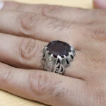 انگشتر گارنت الماس تراش نقره مردانه دست ساز طرح فاخر اورند - Image 4