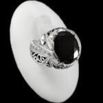 انگشتر گارنت الماس تراش نقره مردانه دست ساز طرح فاخر اوریا