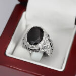 انگشتر گارنت الماس تراش نقره مردانه دست ساز طرح فاخر اوریا - Image 3