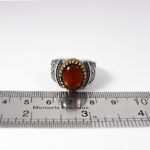 انگشتر گارنت نقره مردانه طرح دورطلایی برمند - Image 2