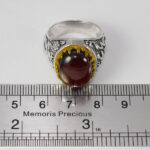 انگشتر گارنت نقره مردانه طرح دورطلایی یا محمد (ص) - Image 3