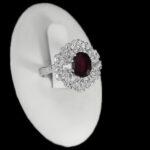 انگشتر گارنت الماس تراش نقره زنانه طرح پاکشاد