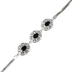 دستبند گارنت الماس تراش نقره زنانه طرح بسامه