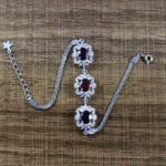 دستبند گارنت الماس تراش نقره زنانه طرح بستانه - Image 2