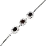 دستبند گارنت الماس تراش نقره زنانه طرح بستانه