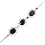 دستبند گارنت الماس تراش نقره زنانه طرح بهینا