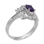 انگشتر آمیتیست الماس تراش نقره زنانه طرح بارانک