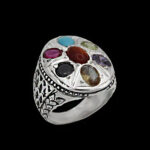 انگشتر چند نگین نقره دست ساز مردانه طرح رایمند