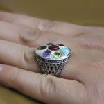 انگشتر چند نگین نقره دست ساز مردانه طرح رایمند - Image 4