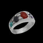 انگشتر چند سنگ نقره مردانه و زنانه دست ساز طرح رایان