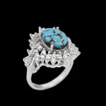 انگشتر فیروزه نیشابوری نقره زنانه طرح بهیره ۲