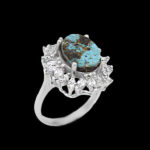 انگشتر فیروزه نیشابوری نقره زنانه طرح رایحه