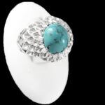 انگشتر نقره فیروزه نیشابوری فاخر دست ساز مردانه طرح فاخر پولکی رزم آرا