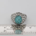 انگشتر نقره فیروزه نیشابوری فاخر دست ساز مردانه طرح فاخر پولکی رزم آرا - Image 2