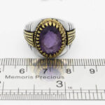 انگشتر آمیتیست الماس تراش نقره مردانه طرح دورطلایی راد - Image 3