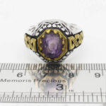 انگشتر نقره مردانه فاخر با سنگ آمیتیست الماس تراش طرح دورطلایی زمان - Image 2