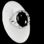 انگشتر عقیق مشکی نقره مردانه طرح پهند