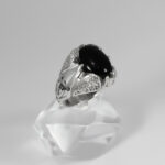 انگشتر عقیق مشکی نقره مردانه طرح پهند - Image 2