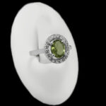 انگشتر زبرجد الماس تراش نقره زنانه طرح پرمیس