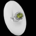 انگشتر زبرجد الماس تراش نقره زنانه طرح پرهون