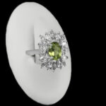 انگشتر زبرجد الماس تراش نقره زنانه طرح پرسکا