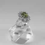 انگشتر زبرجد الماس تراش نقره زنانه طرح پرسکا - Image 2