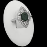 انگشتر زمرد زامبیا الماس تراش نقره زنانه طرح چمان