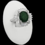 انگشتر زمرد الماس تراش نقره زنانه طرح چهره