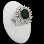 انگشتر زمرد الماس تراش نقره زنانه طرح حاتمه