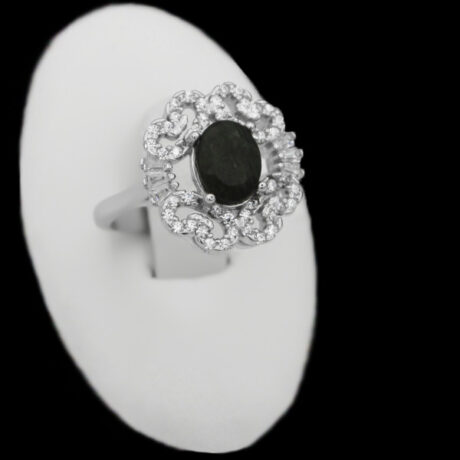 انگشتر زمرد زامبیا الماس تراش نقره زنانه طرح حدیقه