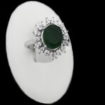 انگشتر زمرد الماس تراش نقره زنانه طرح حسانه