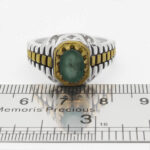 انگشتر زمرد زامبیا الماس تراش نقره مردانه طرح ساعت رولکسی دور طلایی سحاب - Image 2