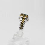 انگشتر زمرد زامبیا الماس تراش نقره مردانه طرح ساعت رولکسی دور طلایی سحاب - Image 3