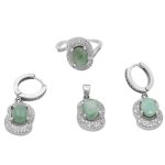 نیم ست زمرد زامبیا الماس تراش نقره زنانه طرح سرور