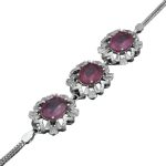 دستبند یاقوت سرخ الماس تراش نقره زنانه طرح دلنواز