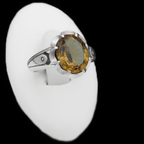 انگشتر الکساندریت الماس تراش نقره مردانه طرح بهامد