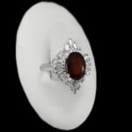 انگشتر گارنت الماس تراش نقره زنانه طرح پارمین