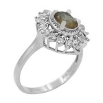 انگشتر الکساندریت الماس تراش نقره زنانه طرح پرتو