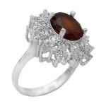 انگشتر گارنت الماس تراش نقره زنانه طرح خضرا