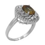 انگشتر الکساندریت الماس تراش نقره زنانه طرح پرستا