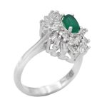 انگشتر عقیق سبز نقره زنانه طرح جهان ناز