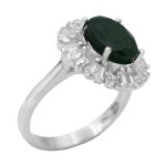 انگشتر زمرد الماس تراش نقره زنانه طرح حبیبه