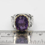 انگشتر آمیتیست الماس تراش نقره مردانه دست ساز طرح دورطلایی فاخر دیاکو - Image 4