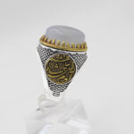 انگشتر عقیق کبود یمنی نقره مردانه طرح دورطلایی آمدم ای شاه - Image 3